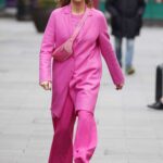 Amanda Holden in a Pink Outfit Leaves the Global Radio Studios in London