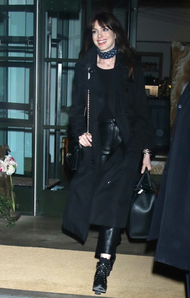 Anne Hathaway in a Black Coat