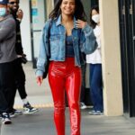 Christina Milian in a Red Pants Was Seen Out in Studio City