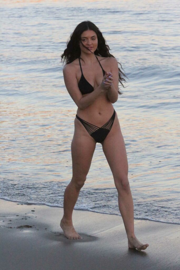 Holly Scarfone in a Black Bikini