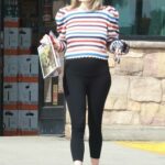Jessica Hart in a Striped Blouse Does a Grocery Run in Pasadena