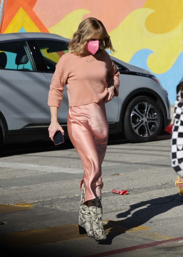 Kristen Bell in a Pink Protective Mask