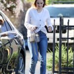 Lily James in a Beige Cardigan Was Seen Out in Los Angeles 03/09/2022