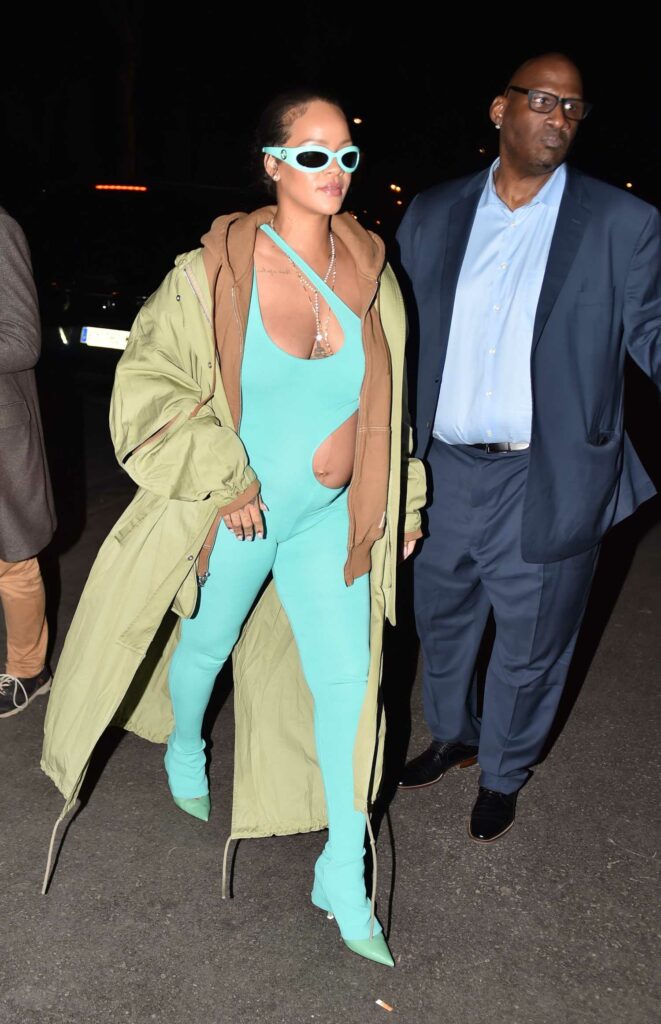 Rihanna in a Turquoise Catsuit