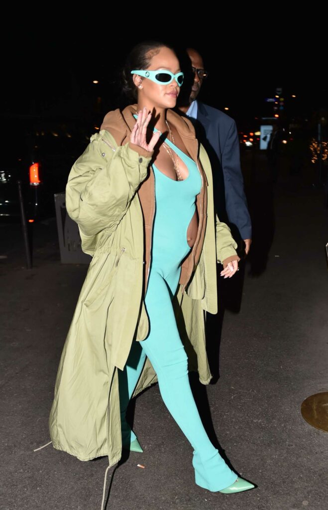 Rihanna in a Turquoise Catsuit