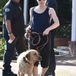 Selma Blair in a Blue Tank Top Was Seen with Her Service Dog in Los Angeles