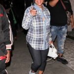 Blac Chyna in a Plaid Shirt Leaves a Party at Bootsy Bellows in Beverly Hills