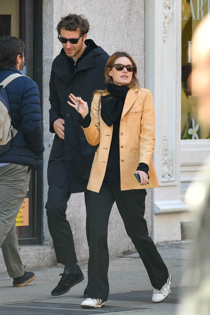 Camille Rowe in a Caramel Coloured Blazer