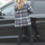 Charlotte McKinney in a Plaid Shirt Goes Shopping for Grocery at Erewhon in Pacific Palisades