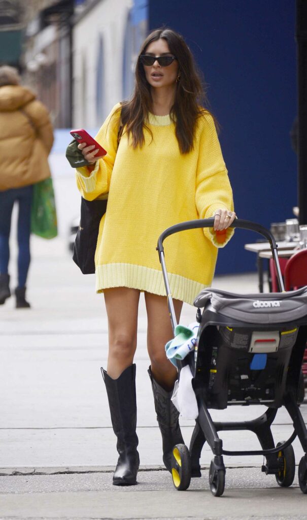 Emily Ratajkowski in a Yellow Sweater