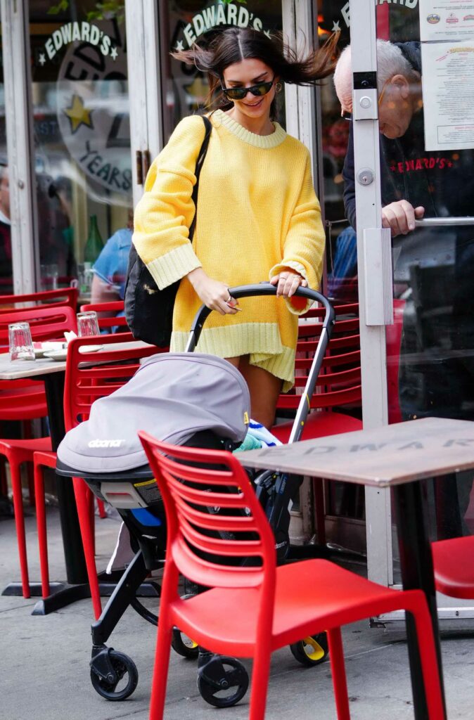 Emily Ratajkowski in a Yellow Sweater