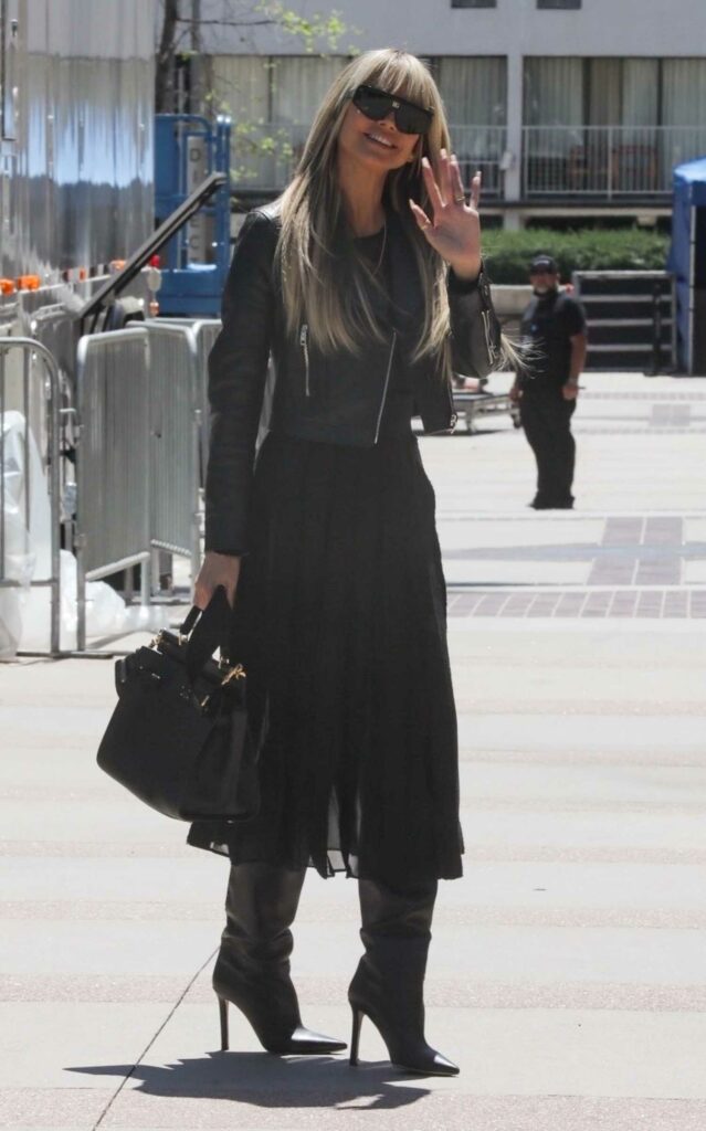 Heidi Klum in a Black Leather Jacket