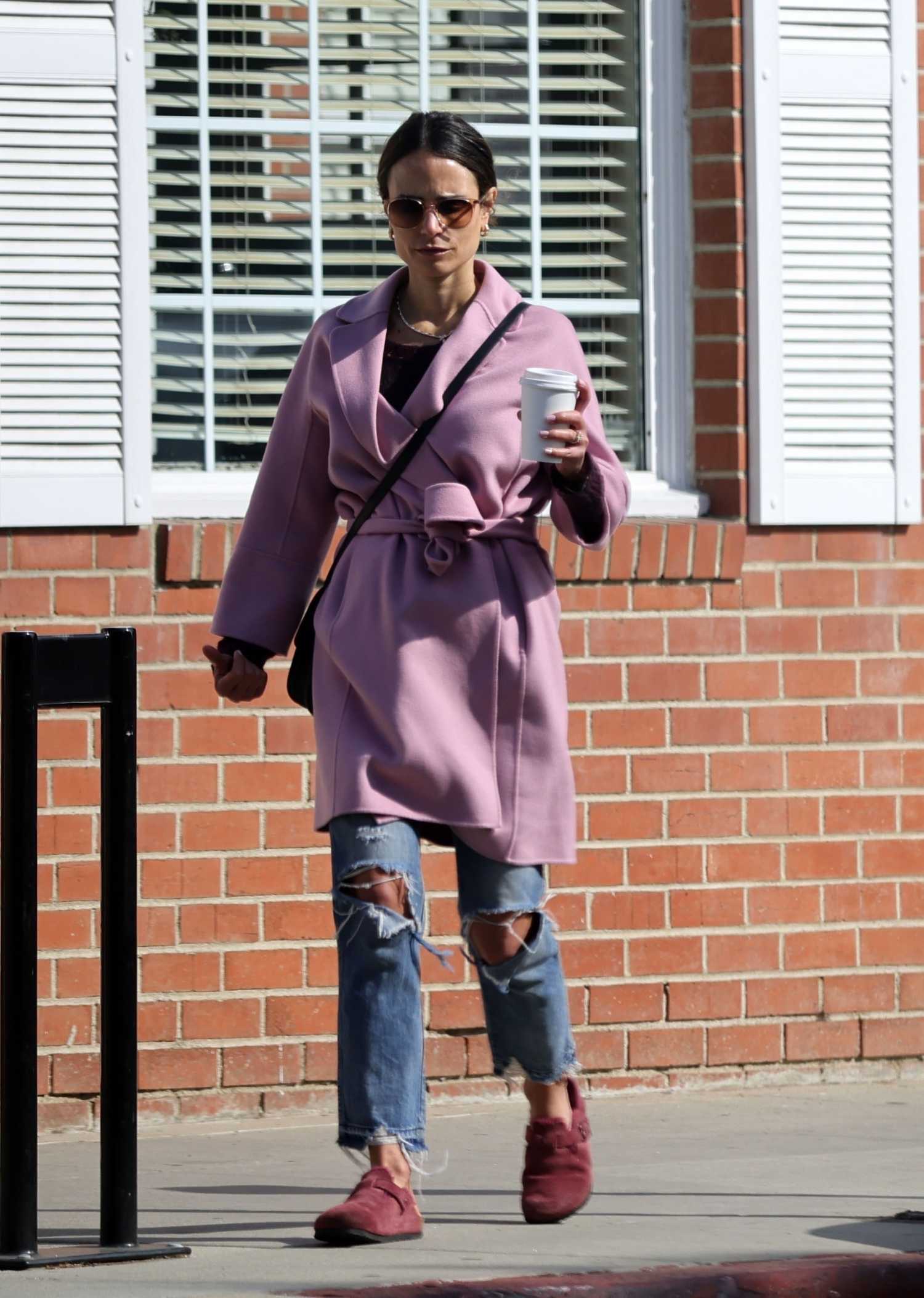 Jordana Brewster in a Purple Coat Was Seen Out in Santa Monica – Celeb