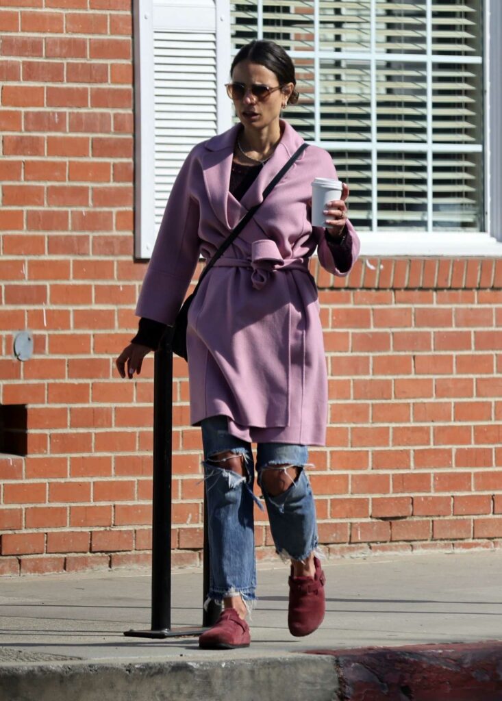 Jordana Brewster in a Purple Coat