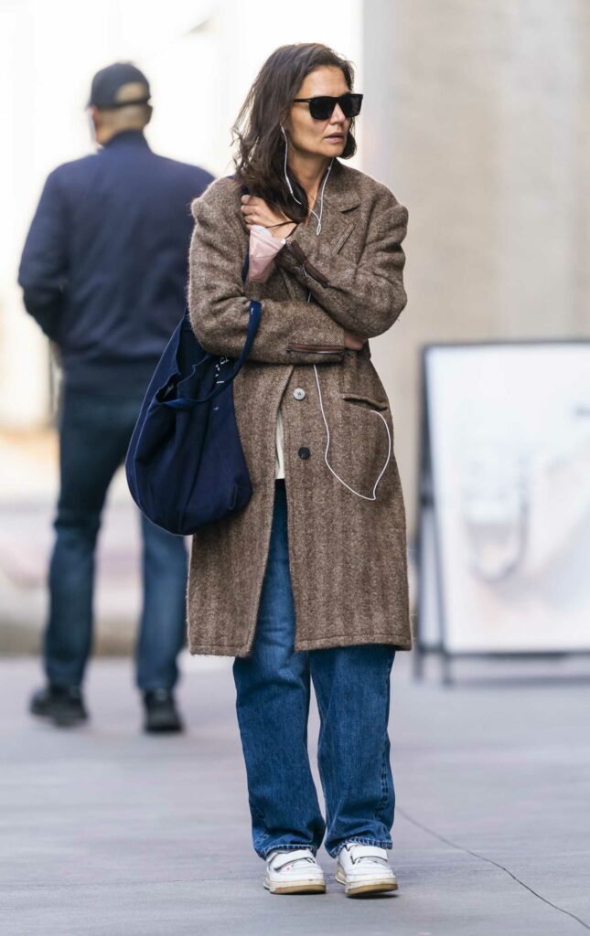 Katie Holmes in a Brown Coat
