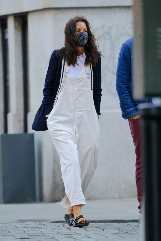 Katie Holmes in a White Jumpsuit