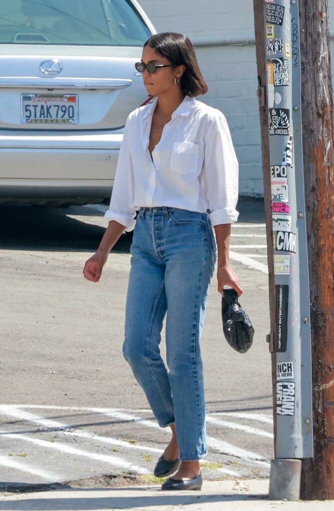 Laura Harrier in a White Shirt