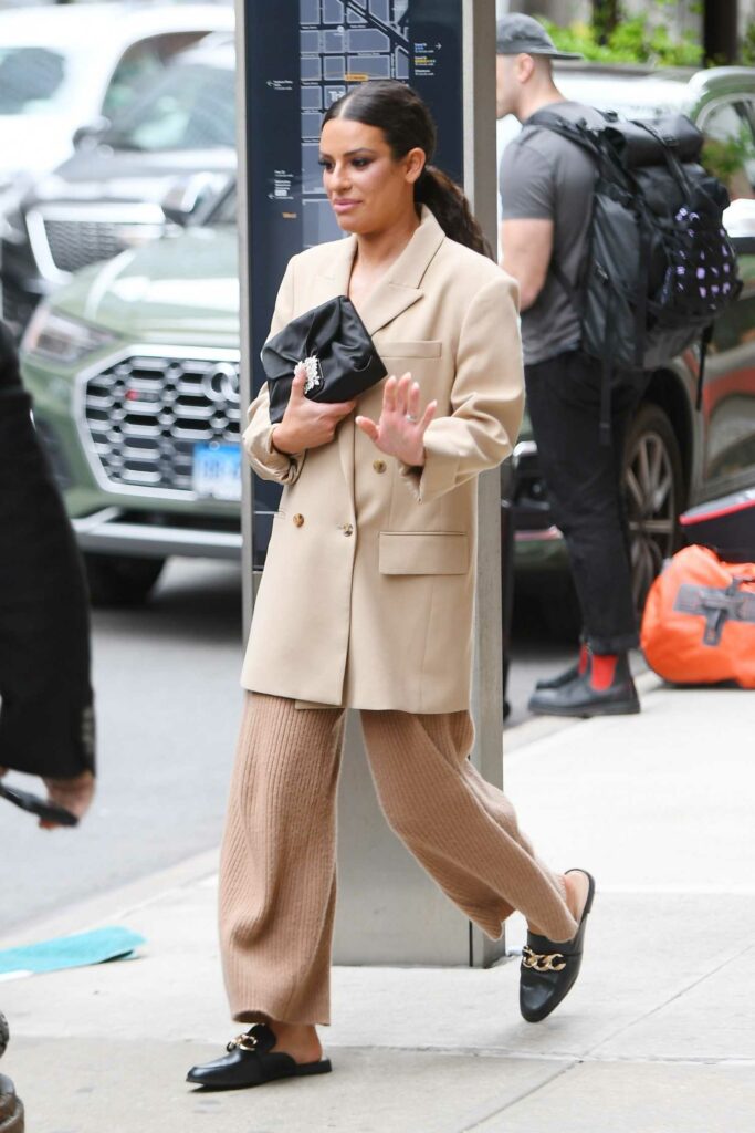 Lea Michele in a Beige Blazer