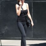 Lisa Rinna in a Black Workout Ensemble Leaves a Hair Salon in West Hollywood