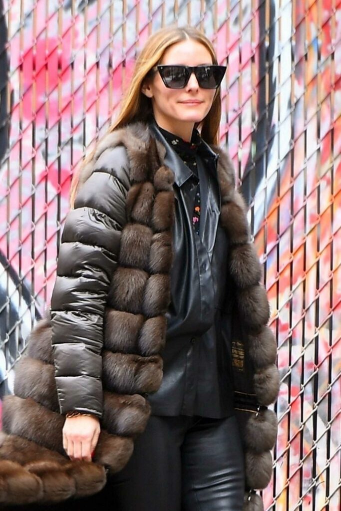 Olivia Palermo in a Black Leather Ensemble