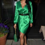 Precious Muir in a Green Dress Arrives at Miss Guided Babe Heat Event in London