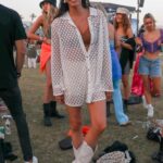 Sara Sampaio in a White Blouse Attends 2022 Coachella Valley Music And Arts Festival in Indio
