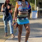 Tinashe in a Colorful Knitted Ensemble Attends 2022 Coachella Valley Music And Arts Festival in Indio