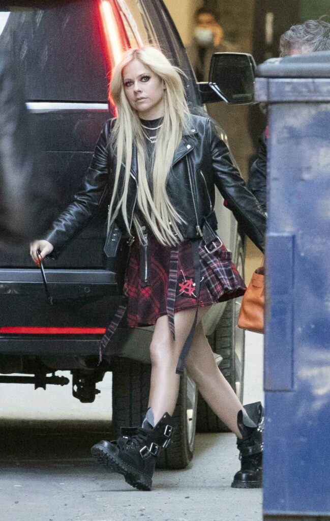 Avril Lavigne in a Black Leather Jacket