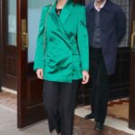 Dakota Johnson in a Green Blazer Leaves The Greenwich Hotel in New York City