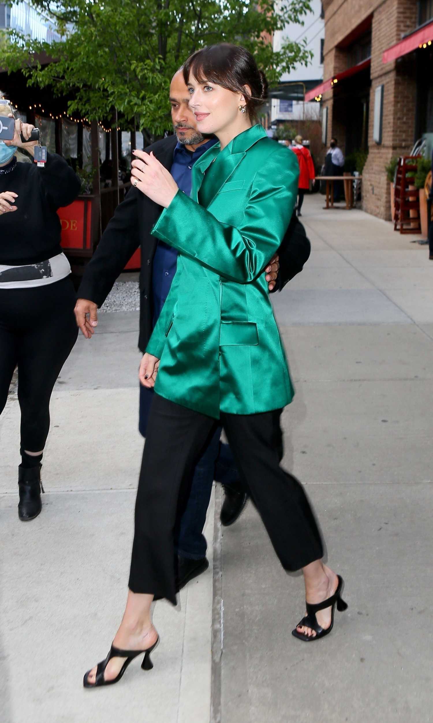 Dakota Johnson in a Green Blazer Leaves The Greenwich Hotel in New York ...