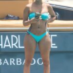 Draya Michele in a Turquoise Bikini on a Luxury Boat in Barbados
