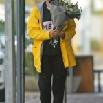 Kate Walsh in a Yellow Jacket Was Seen Out Buying Flowers in Perth