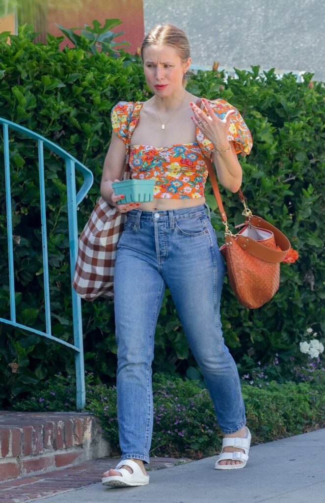 Kristen Bell in a Floral Blouse