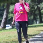 Rebel Wilson in a Pink Tee Goes for a Walk in Griffith Park in Los Angeles