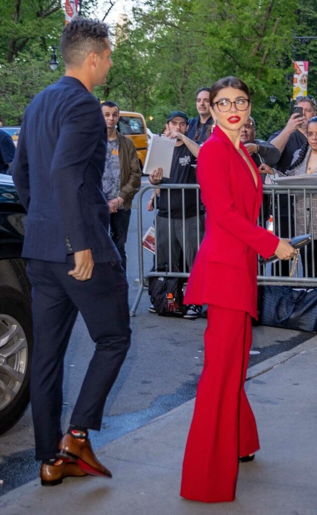 Sarah Hyland in a Red Pantsuit
