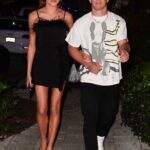 Sophie Culpo in a Black Dress Arrives at the Swan Restaurant in Miami
