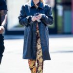 Alabama Barker in a Blue Snakeskin Print Trench Coat Was Seen Out in Calabasas