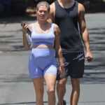 Chanel West Coast in a Purple Workout Ensemble Was Seen Out with Dom Fenison in Los Angeles