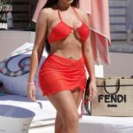 Chloe Ferry in a Red Bikini on Holiday in Turkey