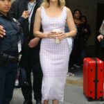 Chloe Fineman in a White Polka Dot Dress Leaves the Today Show in New York