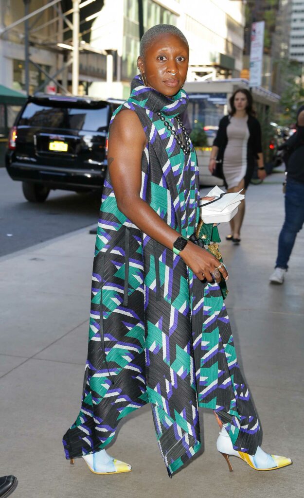 Cynthia Erivo in a Patterned Dress