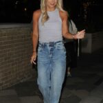 Dani Dyer in a Grey Tank Top Leaves White City House in London