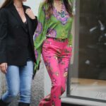 Elisabetta Gregoraci in a Pink Floral Pants Was Seen Out in Milan