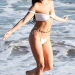 Holly Scarfone in a White Bikini on the Beach in Malibu