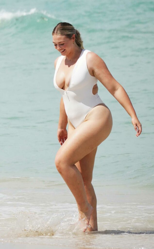 Iskra Lawrence in a White Swimsuit