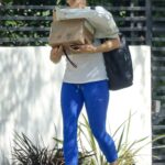 Jodie Foster in a Blue Leggings Leaves the Post Office in West Hollywood