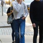 Karlie Kloss in a Blue Ripped Jeans Steps Out for Dinner with Joshua Kushner in New York