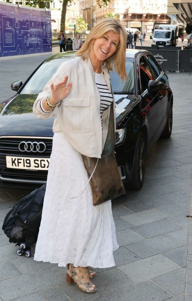 Kate Garraway in a White Skirt