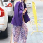 Kristen Bell in a Purple Blazer Arrives at The View in New York