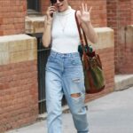 Lily Allen in a Blue Ripped Jeans Was Seen Out in New York
